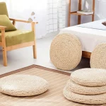 방석 원형 좌식방석 쿠션 스툴 왕골 인테리어 짚 의자방석 - 이미지 4