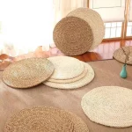 방석 원형 좌식방석 쿠션 스툴 왕골 인테리어 짚 의자방석 - 이미지 5