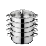 다목적 찜솥 28cm 스테인레스 스틸 2단 5단 찜기 만두 찐빵 요리용 스팀냄비 찜냄비 찜통 찜판 - 이미지 5