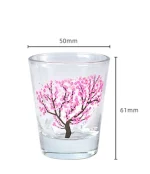 1 조각 작은 60ml 2oz 벚꽃 사쿠라 차가운 색상 변경 샷 유리 영혼 유리 컵 - 이미지 3