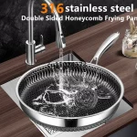 316 스테인레스 스틸 벌집 프라이팬 스테이크 요리 플랫 바닥 냄비 유도 밥솥 범용 주방 조리기구 비 스틱 팬 - 이미지 2