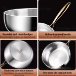 316 스테인리스 스틸 깊은 프라이팬 논스틱 웍 가정용 스테이크 스킬렛 가스레인지 인덕션 쿠커 조리 냄비 주방 조리기구 - 이미지 6