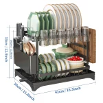 2 계층 접시 건조 랙 주방 그릇 드레이너 보관함 식기 배수 젓가락 나이프 포크 워터 컵 보관함 2 계층 - 이미지 3