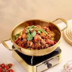 스테인레스 스틸 조리기구 냄비 손잡이가있는 건조 냄비 홈 요리 파에야 팬 해산물 밥 냄비 피크닉 스낵 접시 - 이미지 5