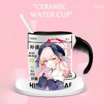 블루 아카이브 머그컵 빈 웨이브 나게 사쿠라다 화이트 울프 바이센 팬아트 세라믹 컵 우유 커피 음료 용기 애니메이션 테마 물병 - 이미지 3