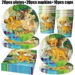 새로운 라이온 킹 생일 장식 라이온 킹 심바 생일 축하 플레이트 컵 냅킨 식탁보 식기 파티 용품 장식 - 이미지 5