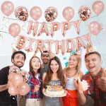 29pcs 로즈 황금 생일 풍선 세트 파티 장식 풍선 생일 축하 배너 풍선 생일 장식 용품 - 이미지 2