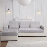 플란넬 격자 무늬 소파 커버 범용 미끄럼 방지 두꺼운 거실 장식 소파 등받이 커버 플러시 방진 시트 쿠션 - 이미지 4