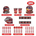 디즈니 픽사 자동차 생일 장식 픽사 자동차 종이컵 접시 식기 용품 어린이를위한 식탁보 풍선 파티 장식 - 이미지 2