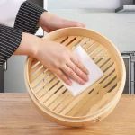 뚜껑이 달린 3 단 대나무 스티머 바구니, 100% 천연 대나무 롤, 프리미엄 수제 바구니, 치킨 생선 요리 딤섬, 10 인치 - 이미지 5