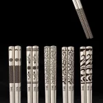 24cm 한국 젓가락 316L 스테인레스 스틸 고품질 레이저 조각 Anti-scalding Anti-skid - 이미지 4