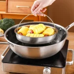 손잡이가 달린 스테인리스 스틸 음식 스티머 바구니, 압력 밥솥 스티머 바구니, 스팀 그리드 배수 배수구, 요리 도구 - 이미지 3