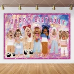 만화 ROBIOX 생일 파티 배경 장식 핑크 소녀 소년 어린이 선물 풍선 배너 베이비 샤워 사진 소품 - 이미지 6