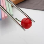 1 쌍 스테인레스 스틸 젓가락 한국어 휴대용 여행 금속 젓가락 음식 스시 스틱 미끄럼 방지 재사용 가능한 청소하기 쉬운 - 이미지 3