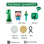 34pcs 픽셀 게임 테마 광장 풍선 녹색 번호 생일 풍선 세트 만화 캐릭터 파티 장식 어린이 깜짝 - 이미지 2