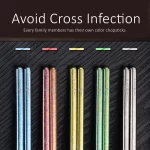 고급 순수 티타늄 젓가락, 코르스 감염 방지, 5 색 단열 LFGB 인증서, 중국 가족 식기, 10 개 - 이미지 2