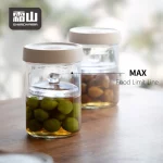 SHIMOYAMA 1300ml 냉동 유리 피클 용기, 자동 공기 중심 뚜껑 및 식품 보관용 유리석 세트 포함 - 이미지 6