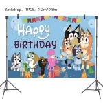 Bluey 생일 파티 장식 호일 라텍스 풍선 어린이 이벤트 용품 블루 개 일회용 식기 배너 배경 마스크 - 이미지 6