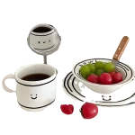 한국 스타일 세라믹 낙서 웃는 얼굴 식기 세트 인용 밥 그릇 커피 컵 마크 컵 식기류 - 이미지 2