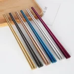 1 쌍 스테인레스 스틸 젓가락 재사용 가능한 휴대용 음식 스틱 한국 금속 젓가락 주방 액세서리 식기 세척기 안전 - 이미지 2