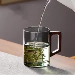 식품 등급 고붕규산 유리 손잡이 차 컵 (가정용 및 손님용) 내열성 모던 심플 스타일 원형 실린더 컵 - 이미지 3