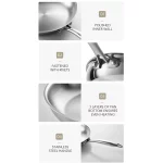 28cm/30cm 프라이팬 두꺼운 304 스테인레스 스틸 코팅되지 않은 3 레이어 오믈렛 요리 용 스테인레스 스틸 프라이팬 - 이미지 4