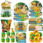 새로운 라이온 킹 심바 생일 장식 디즈니 심바 파티 용품 식기 풍선 컵 접시 키트 배경 어린이 데코 - 이미지 2