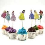 24pc 디즈니 공주 케이크 토퍼 소녀는 아이들을위한 파티 케이크 장식을 선호합니다 생일 축하 파티 케이크 용품 공주 컵케익 - 이미지 3