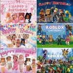 만화 ROBIOX 생일 파티 배경 장식 핑크 소녀 소년 어린이 선물 풍선 배너 베이비 샤워 사진 소품