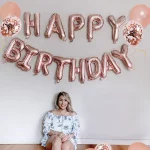 29pcs 로즈 황금 생일 풍선 세트 파티 장식 풍선 생일 축하 배너 풍선 생일 장식 용품 - 이미지 5