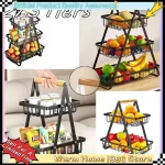 새로운 2단/3단 카운터탑 과일 바구니 휴대용 철제 주방 정리대 (과일, 빵, 간식 보관 랙) - 이미지 2