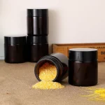 4pcs 5g-50g 유리 앰버 화장품 페이스 크림 리필 용 병 빈 메이크업 항아리 냄비 모자 립 밤 샘플 로션 컨테이너 - 이미지 3