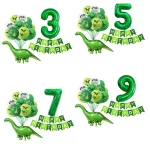 20pcs 녹색 번호 공룡 풍선 세트 생일 축하 배너 라텍스 풍선 숲 공룡 테마 생일 파티 장식