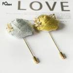 Meldel 신랑 Boutonniere 남자 결혼식 증인 브로치 실크 로즈 Boutonniere 남자 코사지 핀 결혼식 Boutonniere 꽃 파티 파티 - 이미지 3