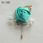 YO CHO Boutonniere 핀 꽃 신랑 들러리 corsmen 웨딩 신랑 Boutonniere 단추 구멍 결혼식 증인 Corsages Prom 액세서리 - 이미지 5
