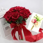 Perfectlifeoh 핫 레드 웨딩 부케 신부 부케 웨딩 장식 Foamflowers 로즈 신부 부케 - 이미지 3