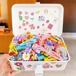 12 개/대 새 여자 귀여운 다채로운 만화 꽃 머리핀 어린이 어린이 사랑스러운 헤어 클립 바레트 패션 헤어 액세서리 - 이미지 3