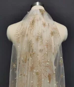 맞춤형 짧은 진주 페가수스 웨딩 베일, 반짝이는 골드 더스트 원 레이어 브라이덜 베일 (빗 포함), 실제 사진 촬영된 신부 베일 - 이미지 5