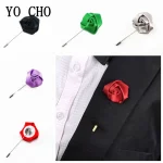 YO CHO 웨딩 Boutonniere 신랑 브로치 핀 실크 장미 꽃 단추 구멍 남성 정장 웨딩 꽃 액세서리 댄스 파티 장식 - 이미지 5