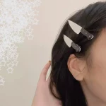 2pcs 크리 에이 티브 고딕 에뮬레이션 나이프 헤어 클립 사이드 뱅스 헤어핀 재미 있은 이상한 칼 모자를 쓰고 있죠 코스프레 파티 크리 에이 티브 - 이미지 2