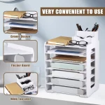 7/4 레이어 파일 스토리지 랙 데스크탑 주최자 파일 분류기 주최자 A4 용지 잡지 신문 사무용품 정렬 랙 - 이미지 5