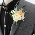 칼라 릴리 코사지 인공 코사지 버튼홀, 신랑 신랑 코사지, 웨딩 액세서리, 흰색 코사지 - 이미지 6