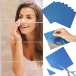 홈 데코 욕실 자체 접착 벽화 거울 스티커, 벽 타일 스티커, 사각형 DIY 데칼, 10 개 - 이미지 3