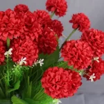 인공 실크 수국 포시 꽃 웨딩 부케, 홈 파티 장식, 정원 야외 장식품, 9 헤드 - 이미지 3