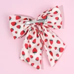 시폰 딸기 활 머리핀 핑크 부드러운 실크 질감 우아한 진주 머리 핀 여자 여자 사진 파티를위한 한국 액세서리 - 이미지 4