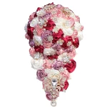 황금 라인석 계단식 신부 부케, 폭포 웨딩 꽃, 로맨틱 웨딩 파티 장식, 고백 웨딩 부케 - 이미지 5