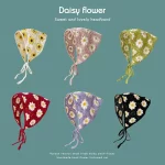 세련되고 다재다능한 삼각형 스카프 손으로 뜨개질한 여성용 머리띠 복고풍 귀엽고 달콤한 작은 데이지 머리띠