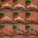 여자를위한 골드/실버 컬러 크리스탈 크라운 공주 티아라 여자 헤어 드레스 액세서리 파티 생일 크라운 모자를 쓰고 있죠 쥬얼리