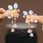 2pcs 중국 여성 헤어 클립 꽃 진주 머리핀 빈티지 Hanfu 장식 헤어핀 레트로 웨딩 헤드 피스 헤어 쥬얼리 머리 장식 - 이미지 4