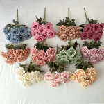 로드 가이드 41CM 7송이 실크 장미, 웨딩 조화, 거실 장식 꽃다발